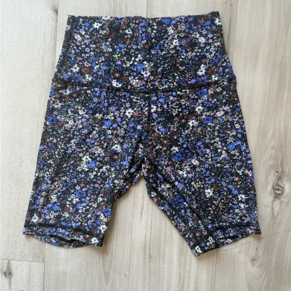 Lululemon Athletica Floral Bike Shorts - Black and Blue